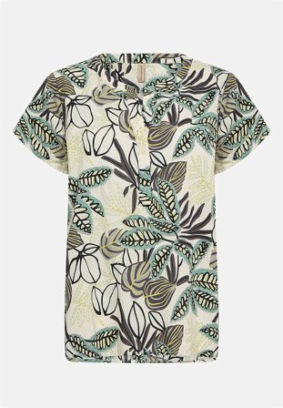 Soyaconcept - Vävd, mönstrad bomullsblus - grön/mönstrad - för damer - S (38) - Cellbes