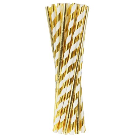 Papirsugerør Gull/Hvit 24-pakning