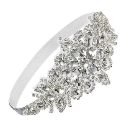Hvit Rhinestone Flapper Hodebånd - Elastisk 1920-talls Hodeplagg, Hårtilbehør For Kvinner