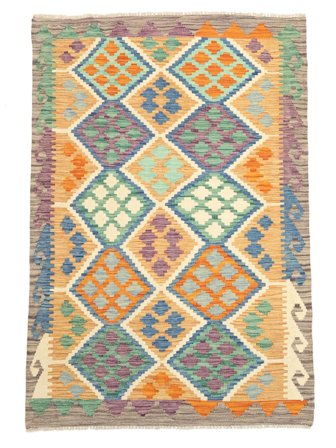 Hand Woven Kilim Afghan Old Style Rug 94X144 Wool Brown/Green Small