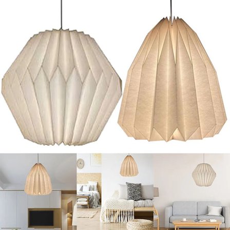 Grossist 2 ST Kreativ Origami Loftslampe Skærm Håndlavet Nordisk Stil Lampeskærm Foldbar Pendellampe Kunstindretning til Soveværelse Spisestue_MGF
