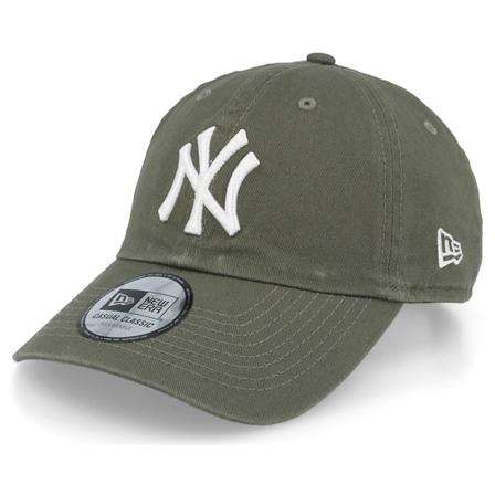 New York Yankees New Era Dad Cap / Unconstructed Lippis Vihreä | MLB @ Hatstore | Lippis New York Yankees Washed 9TWENTY Olive/White Dad Cap / 