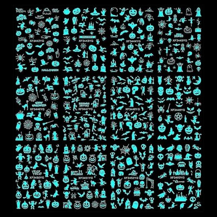 Fluorescerende Goth Negleklistermærker Lysende Halloween Negleklistermærke Selvlysende i Mørke