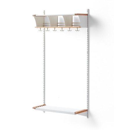 Garderobemodul JEPPE, 3 rum, grundsektion, hvid/eg, 1790x900x300 mm