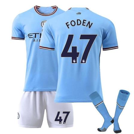 Haaland #9 Jersey Home 2022-2023 Uusi kausi Manchester City Fc -jalkapallo T-paitasetti 22 23 Foden 47 Kids 22(120-130CM)