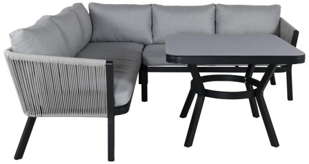 Venture Home Virya 1463-408 Loungeset soffa, bord, grått/svart, Utemöbler
