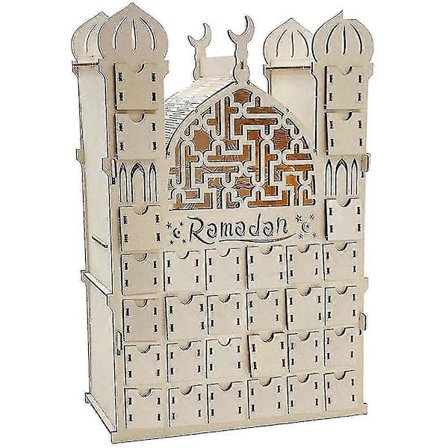 Ramadan-kalender, gjenbrukbar trekalender med 30 skuffer, Eid Mubarak-dekorasjon, Ramadan-kalender