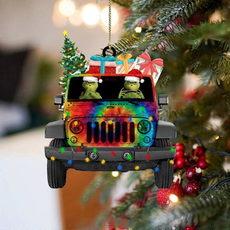 TOFOTL Joulukuusen koristeet, yhteensopiva akryylikoristeiden kanssa, auton muotoinen joulukuusen riipus, 2D litteä (musta)[D]