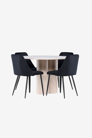 Venture Home - Olivia-spisebord med nat-spisebordsstol - Sort - Spisebordssæt 4 personer - Fra Homeroom