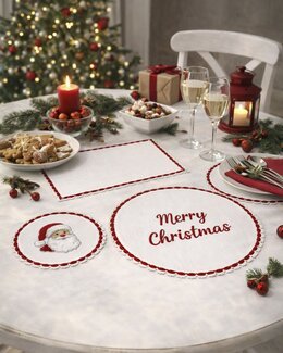 Dukset Doilies vit/röd 3-pack – broderbara dukar med spetskant - Duftin