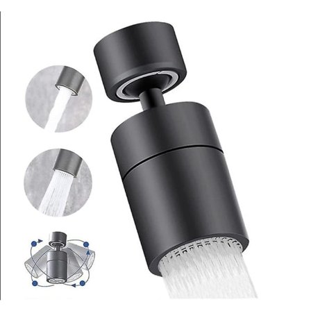 Hanan ilmastin, 360° kääntyvä suutin keittiöhana (musta), 2 tilaa vettä säästävä hanan ilmastin, suihkuilmastin suodatin keittiöhana kylpyhuone Ha...