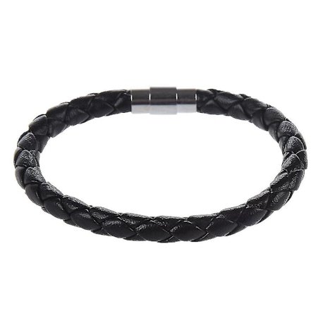 Sort læder magnetarmbånd til mænd 0,23" Hot, Børn, Mand