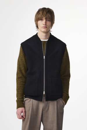 NN.07 Boiled 6398 Vest Male Black Merino Wool