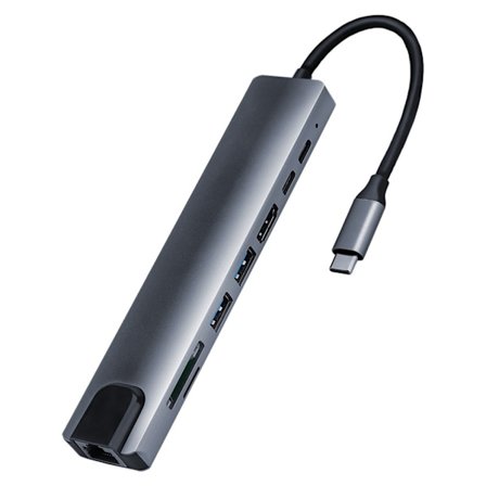 8-i-1 Typ C Hub Dockningsstation för Bärbar Dator, USB-Adapter, HDMI-kompatibel Konverterare