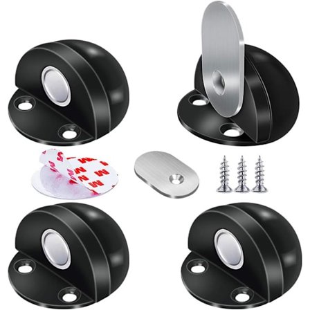Magnetiske dørstoppere gulvmontert 4-pakning Sterk magnetisk dørstopp Selvklistrende magnetisk dørstopper Rustfritt stål Dørholder Myk lukkedørmagnet 