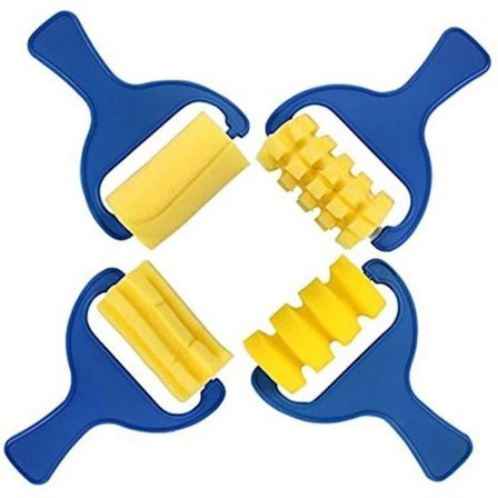 4 Vaahtopuristinta - Lasten käsityöt, lasten maalaus sienen hierontasivelin