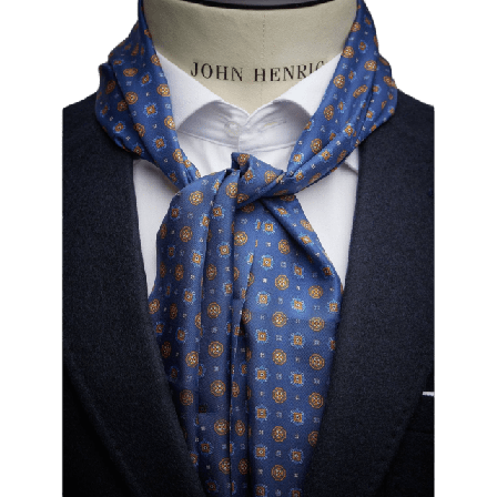 John Henric Silk Scarf Geometric Kostymtillbehör Herr Blå ONESIZE
