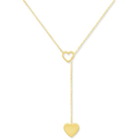 18K Guldpläterat Halsband, Drag Genom Dubbelt Hjärta Lariat Halsband, Damhalsband, Damsmycken, Presenter till Honom