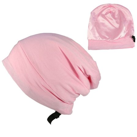 Mjuk Stretch Satin Bonnet Fodrad Sova Beanie Hatt ROSA