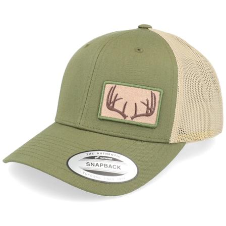 Hunter - Groen trucker Cap - Antlers Patch Side Olive/Khaki Trucker @ Hatstore