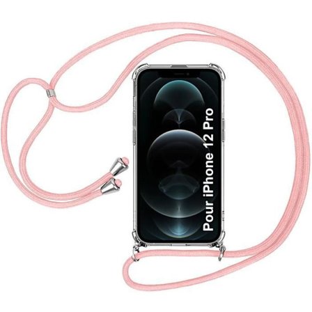 Coque Collier Cordon - E.F.CONNECTION - för iPhone 12 Pro - Mjuk - Anti-rip - Rosa