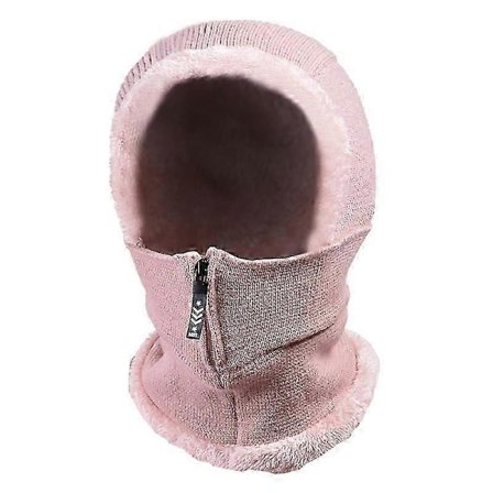 Vinterscarf för damer, munskydd, fleece, varm stickad mössa, 1 styck (rosa)