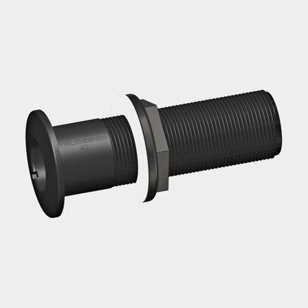 Passe-coque TruDesign Skin Fittings Domed Long, composite, bombé, 140 mm, G 1 1/4" (BSP), noir