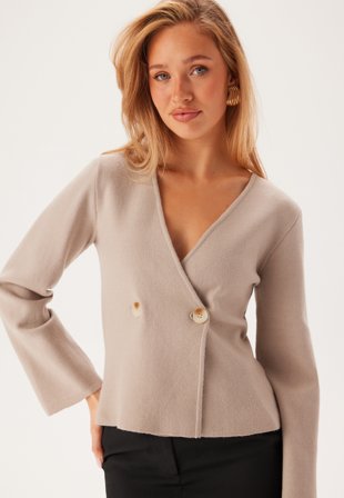 VILA - Vizarah Knit Cardigan - Natural Melange - Kläder - - Bubbleroom