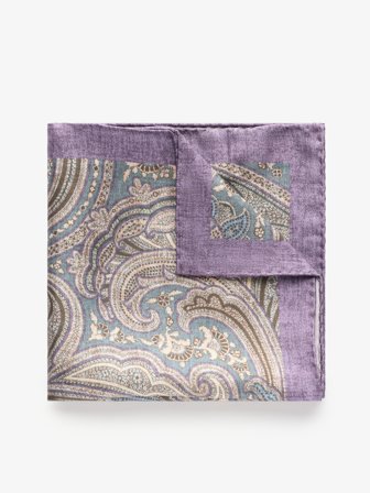 John Henric Men's Purple & Grey Paisley Pocket Square Size Onesize