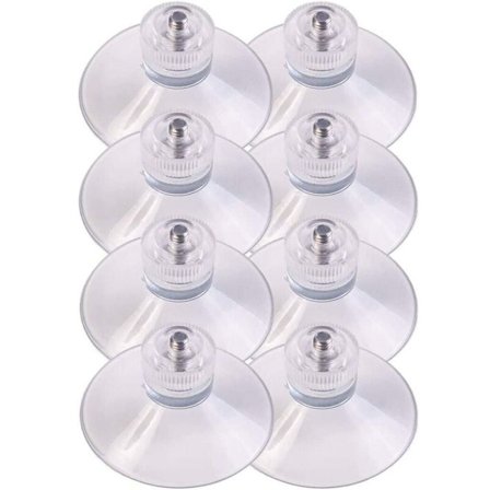 8 x sugproppar Ø 50 mm med gänga M4x10mm med vingmuttrar Transparent - Tillverkad i Tyskland KLB