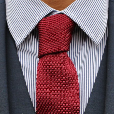 Cravatta in maglia di poliestere bordeaux per uomini - Cravatte in tinta unita