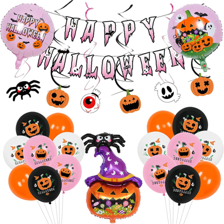 52 kpl söpö halloween-koristesetti, kurpitsa halloween-ilmapallot