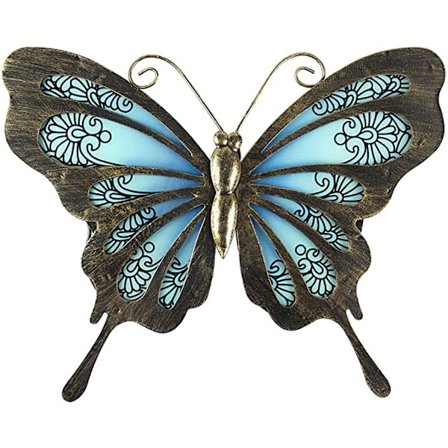 Metal Butterfly Wall Art Outdoor Garden Fence Decorations Glass