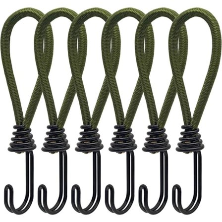 6 stk. gummistropper med spiralkroge til telte, presenninger, PVC-bannere, pavilloner, trampoliner, solsejl