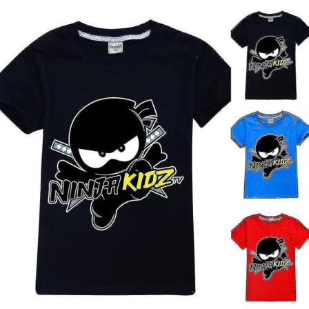 Ninja Kidz Tema T-skjorte Barn Gutter Kort Erme Tegneserie Tee Skjorte Topper Hk Black 11-12 Year