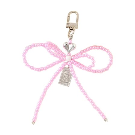 Pigeagtige Perler Perlebesat Telefon Charm Blød Sløjfe Nøgleringe Moderigtig Nøglering Vedhæng til Stilfuld Taske Forbedring Hvid