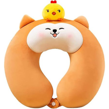 Söt Corgi Hund U-formad Nackkudde, Mjuk Shiba Inu Akita Plyschdjurskudde, Presenter Till Barn (orange-u-formad)