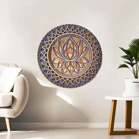 Lotus-kukka Mandala - seinätaide, Lotus-kukka Mandala metalliseinäkoriste makuuhuoneen sisustukseen boheemi seinätaide (a) 30 x 30 cm