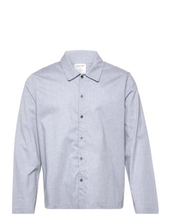 L/S Button Down Underwear Night & Loungewear Pyjama Tops Blå Calvin Klein