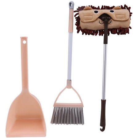 Barnerengjøring Sett Sett med 3, Barnerengjøring Animasjon Barnerengjøring Sett Inkludert , Hakke, Mopp (Pulver Orange,Brun)