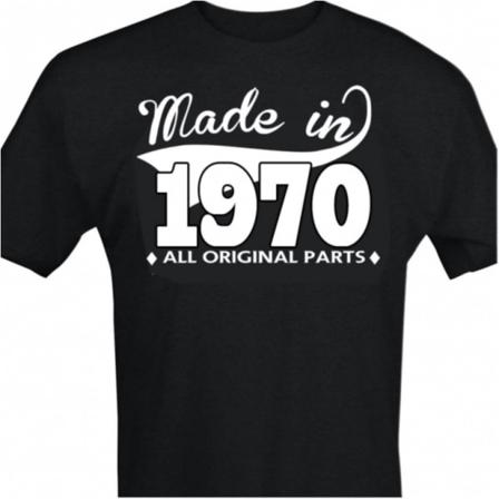 Svart T-shirt Med Design - Made In 1970 - All Original Parts M