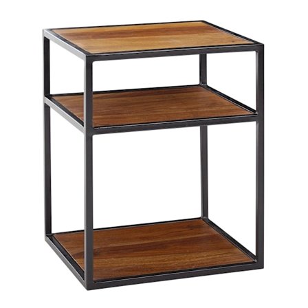 Rootz sängbord massivt sheeshamträ - metall 40x50x35 cm sidobord högt - Design nattkonsol resårmadrass med hylla - Industriellt soffbord högt med förv