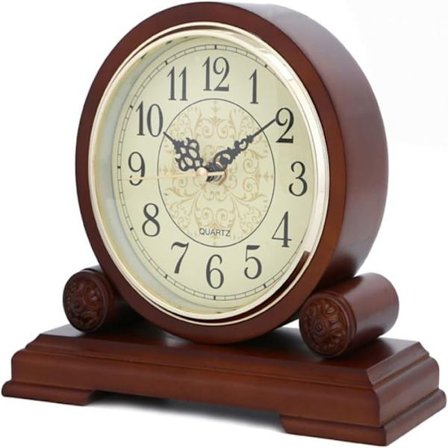 Batteridrevet bordur med lydløs kvartsbevægelse, ikke-tikkende analogt display træur med bronzeoverflade, vintage bordur retro