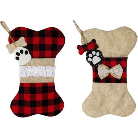 Beinformet Julestrømpe Julepynt (rød + brun) bd