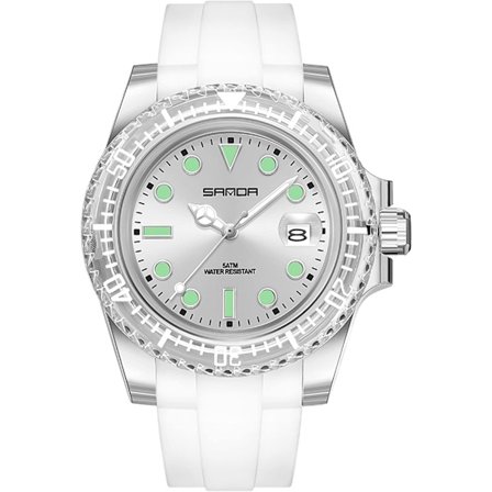 Utendørs sportsklokker for unisex silikon fritidsklokke roterende kasse lysende datoklokke vanntett analog skjerm