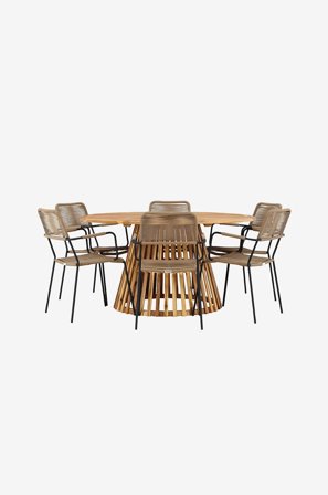 Venture Home - Tucumán Matgrupp med stolar Lindos - Brun - Matgrupper - Från Homeroom