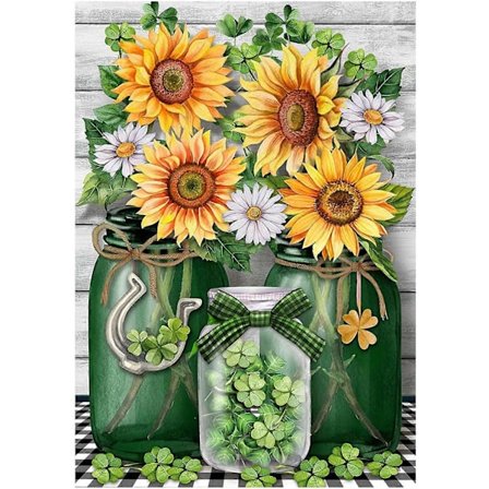 5D Diamantmalingssett for voksne, DIY 5D Diamantkunstsett Voksne Solsikker Diamantmaling Blomstersett St. 30x40 cm