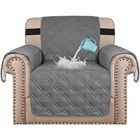 (Stol 21", Grå) Vattentäta stolsöverdrag för vardagsrumsfåtölj