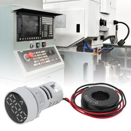 Digitalt strømmeter Krystallpanel Amperemeter Rundt Signalindikator AC 220V AD16‐22DSA Hvit