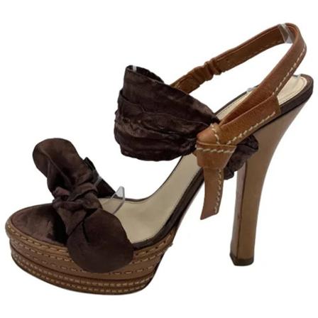 Prada Vintage Pre-owned Leather heels , Bruin , Dames , Maat: 36 EU Vintage Schoenen